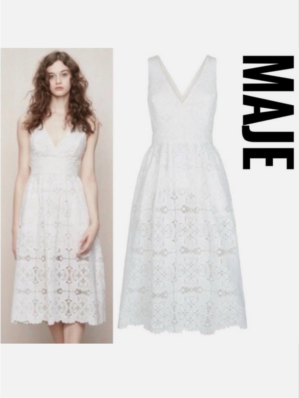 Maje Rimani Lace Midi Dress